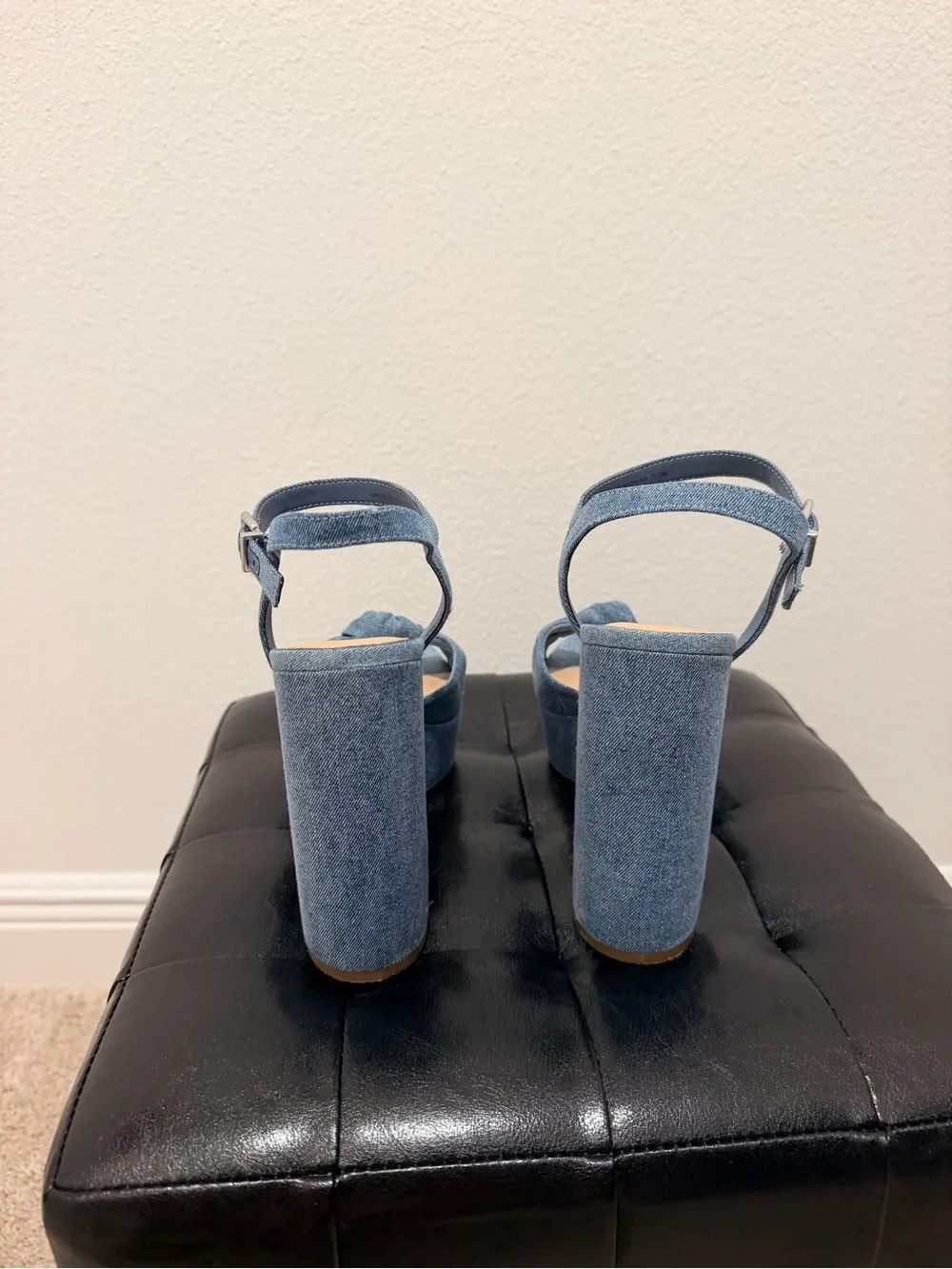 Gianni Bini Denim Blue Knotted Platform Sandals